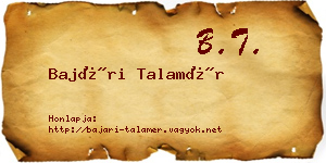 Bajári Talamér névjegykártya